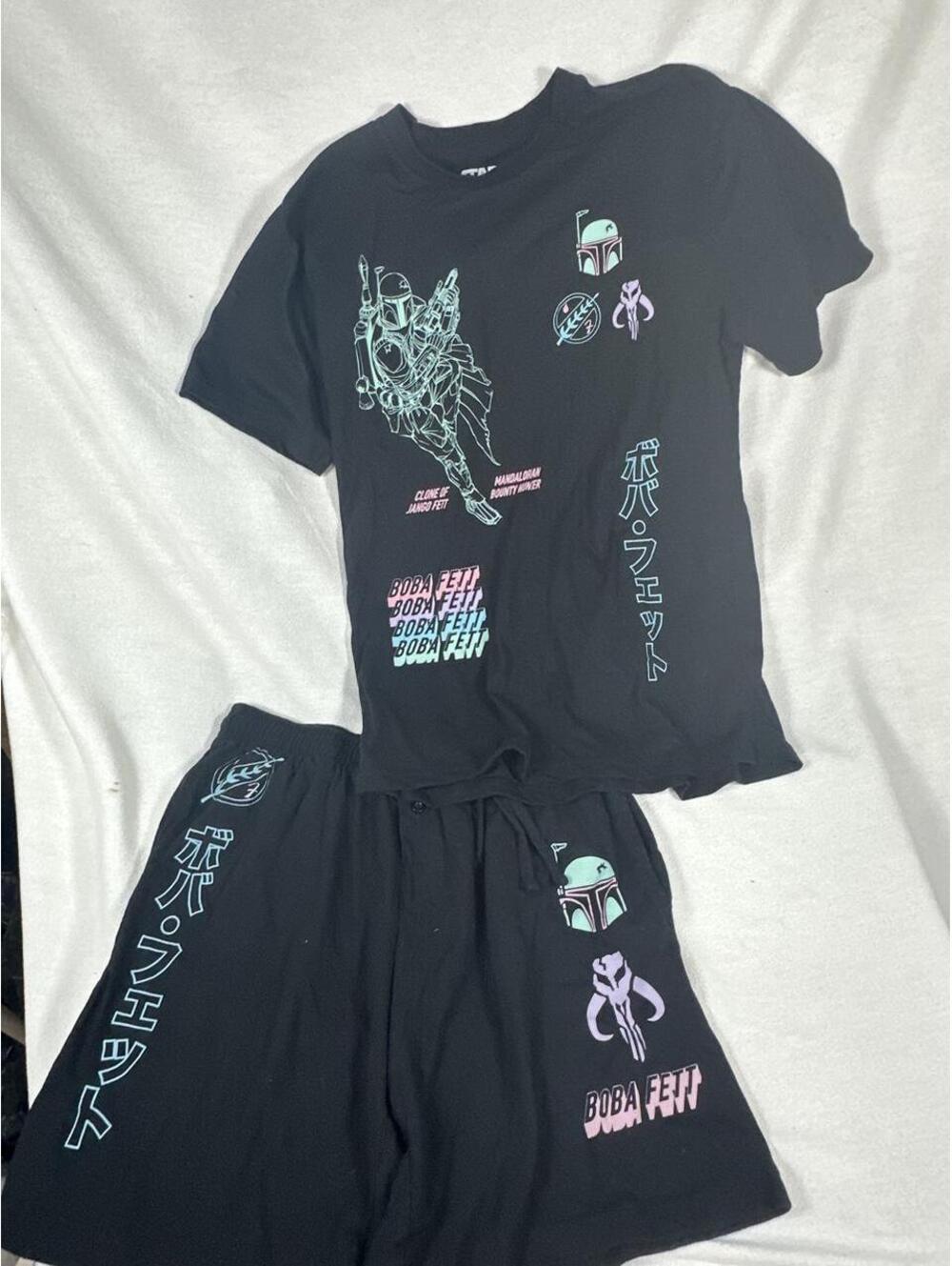 Star Wars Men's Black boba fett Tshirt and shorts set